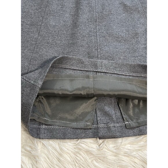 Max Mara Gray Split-Neck Shift Sheath Dress 100% Virgin Wool Lined SZ 44 US 10 - Picture 7 of 13